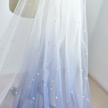 1Meter blue gradient perlas Siuvinėjimas Nėrinių akių audinio vestuvinė suknelė/vakare/rodyti suknelė medžiagos nėrinių apdaila Nemokamas Pristatymas