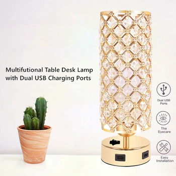 1pcs Europos Kristalų Tuščiaviduriai-iškirpti USB Stalo Lempa Namų Naktiniai Darbalaukio Dekoratyvinės Šviesos Naktį