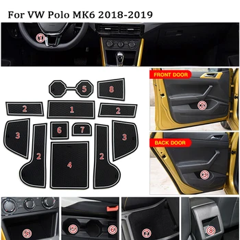 1Set Volkswagen Polo 2011-2016 VW Polo 6R GTI Plius 2018 2019 Priedai Gumos Automobilių Anti-Slip Mat Vidaus Duris Mygtukai/Cup Kilimėlis