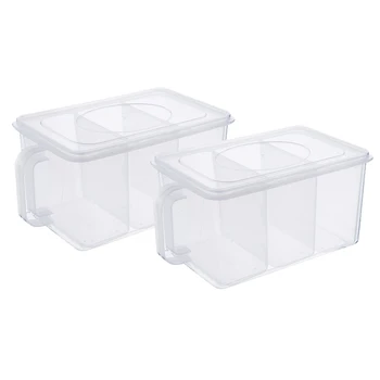 2 Pakuotės Plastikinės Sandėliavimo Konteineriai su Nuimamu Dėžes Dirbti Maisto produktų Laikymo Organizatorius Dėžučių su Dangteliais, skirtų Šaldytuvas Kabinetas
