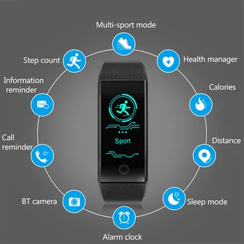 2019 Naujų Spalvų Ekrano Smart Apyrankę Širdies ritmo Monitorius IP68 Vandeniui Fitness Tracker Band 