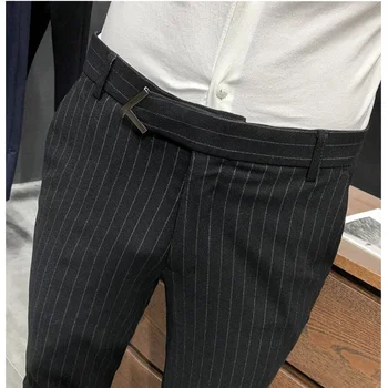 2019New stiliaus Mados Vyrų rudens juostele Verslo kelnės/vyriški Aukštos kokybės grynos medvilnės Laisvalaikio kostiumas kelnės drabužių dydis 28-36