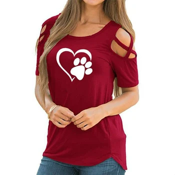 2020 5XL Harajuku puikus širdies Marškinėlius Moterims Priežastinis T-shirt Medvilnės Bear paw Tees Moteris off peties viršūnės Drabužius Lašas Laivybos