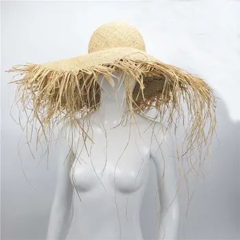 2020 M. Saulės Skrybėlės Moterų Paplūdimio Kepurės Sombreros Platus Kraštų Paplūdimio Pusėje Bžūp Floppy Moterų Rafija Šiaudų Skrybėlę