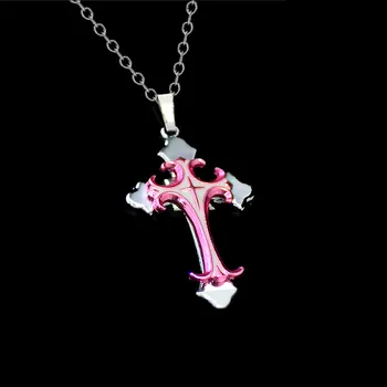 24PCS/Daug Pink Cross Žavesio Pakabukas Grandinės Karoliai Krikščionių Jėzus Papuošalai, vyriški Didelių Sluoksniuotos Šeimos Religines Karoliai Collier