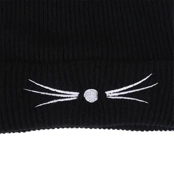 25# vidutinio amžiaus moterų žiemą: audinės kailio moteriški megzti megztinis skrybėlę naujas mados Europos ir Amerikos kačių stiliaus slidinėjimo kepurės
