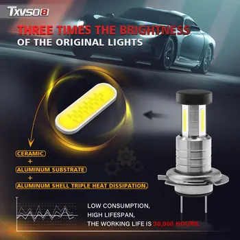 2vnt Automobilių H7 LED Žibintų Lemputės 12V 24V 110W 30000LM Aliuminio priekinis žibintas Konversijos Rinkinio, Svogūno, Didelis ar Mažas Šviesos 6000K CSV Automobilių Šviesos