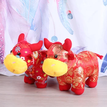 30cm 2021 Metų Kinų Zodiako ženklas Jautis Galvijų Pliušinis Žaislas Raudona Pieno Karvė Talismanas Pliušinis Lėlės Naujas~