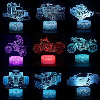 3D LED Lempos, Variklis Motociklo Transporto priemonės Naktį Šviesos Spalva Pakeisti Holograma Atmosfera Naujovė Lavos Lempa Namų Iliuzija Dovana