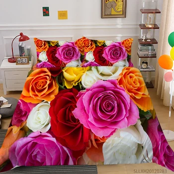 3D Rožės Patalynės Komplektas King Size Antklode Padengti Nustatyti Užvalkalas Karalienė Dvigubai Modernūs Namai Lova Nustatyti Užvalkalas Skaičius 2/3 Vnt Dropship