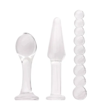 3PCS/set Stiklinis Analinis Kaištis Kristalų Analiniai Rutuliukai Rutuliukai Dildo Išskirtinį Suaugusiųjų Produkto Išangę Butt Plug Sekso žaisliukai Vyrams Moteris