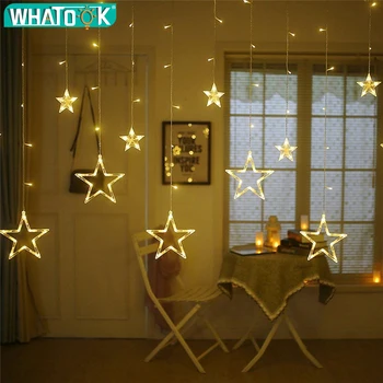 4.5 M Žvaigždė Curstain LED Styginių Šviesos 138 Led Žiburiai Kalėdų Dekoracija Namuose Miegamojo Lango Gimtadienio Šventė Apšvietimas