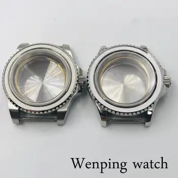 40mm silver mens watch atveju, safyro stiklas nerūdijančio plieno atveju tinka ETA 2836 miyota 8215/8205/821A Mingzhu DG2813/ 3804 judėjimas