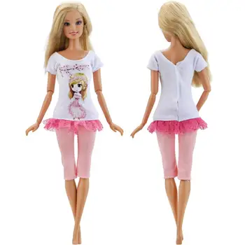 5 Rinkiniai Mados Komplektus Mišraus Stiliaus Atsitiktinis Dėvėti Rankų darbo, T-marškinėliai Palaidinė Kelnės Sijonas Drabužius Barbie Lėlės 12
