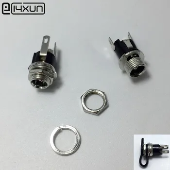 50pcs 5,5 mm X 2.1 mm, 5,5 mm X 2,5 mm Panel Mount Moterų Plug Soket DC Maitinimo Adapteris Metalo Jack Lizdai Jungtis su dangteliu