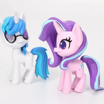 7cm 5vnt/set Mano Mažai Pony Žaislai Vienaragis Sparkle Surinkimo Trixie Lulamoon DJ Pon-3 Žvaigždės Glimmer Retenybė PVC Veiksmų Skaičiai
