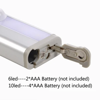 AAA Baterija LED Spinta Šviesos 6led 10led PIR Judesio Jutiklis Nakties Šviesos Geriamojo Lempos Belaidžio Kabineto Apšvietimas, Virtuvės Šviestuvai