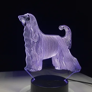 Afganų Skalikas Šuns 3D LED lempos, Stalo Šviesa 7 Spalvų USB Touch Naktį Žibintai Namų Kambarį Apšvietimas, Dekoro Vaikams Dovanų Lašas Laivybos