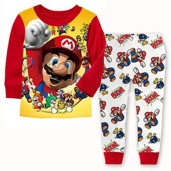 Animacinių filmų Vaikams, Vaikiška Berniukai Super Mario Sleepwear Pižama naktiniai drabužiai Rinkiniai Kūdikių Drabužiai 1-7Y Vaikų Drabužių Pajama Komplektai