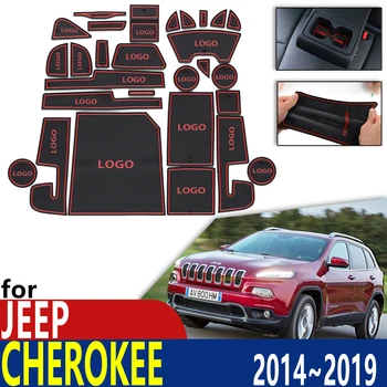Anti-Slip Gumos Puodelio, Pagalvėlės, Durų Groove Kilimėlis Jeep Cherokee KL 2016 2017 2018 2019 Priedai kilimėlis telefono
