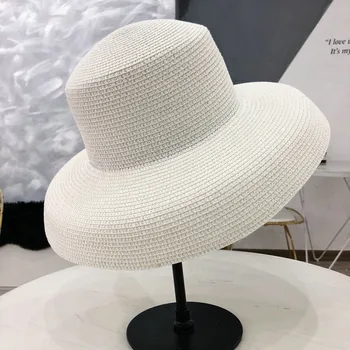 Audrey Hepburn šiaudų skrybėlę paskendęs modeliavimo įrankį varpo formos big kraštų skrybėlę derliaus aukštos apsimesti, skirtų turizmo paplūdimio atmosferą