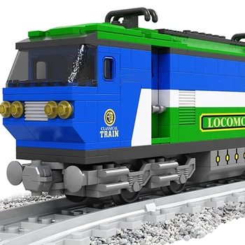 Ausini 25808 573pcs Traukinio Kūrėjas Klasikinio Krovininiai Traukiniai 3D Blue Lokomotyvų Blokai Geležinkelio Žaislai Suderinama Su Žaislais