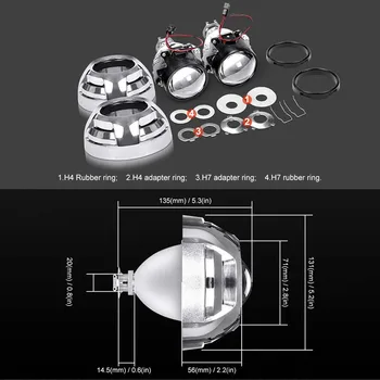 Automobilių Taisymas Optikos 2.5 colių, Bi Xenon HID Projektoriaus Objektyvas, skirtas Porsche Markės Automobilių Žibintų Turas Projektorius Gaubtus Kaukė H4, H7, H1