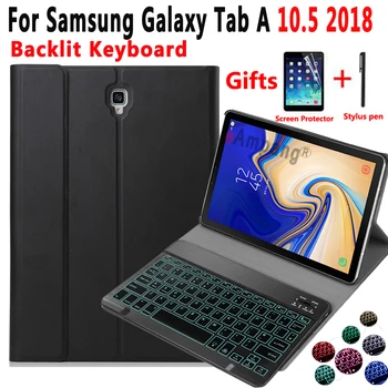 Backlit Keyboard Case For Samsung Galaxy Tab 10,5 2018 SM-T590 SM-T595 T590 T595 Tablet Plonas Odos dangą, Bluetooth Klaviatūra