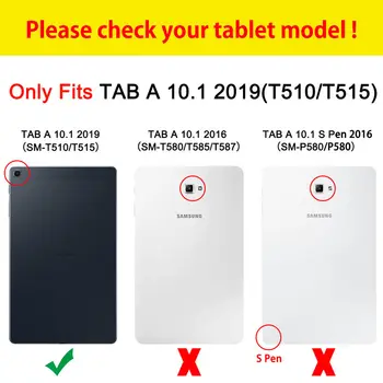 Case For Samsung Galaxy Tab 10.1 2019 T510 T515 SM-T510 SM-T515 Padengti Funda Slim Magnetiniai Veidrodėliai PU Odos Stovėti Shell +Dovana