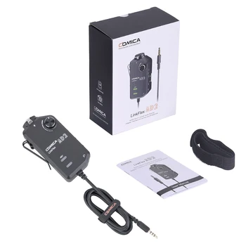 Comica LinkFlex AD2 XLR/6.35 mm-3.5 mm Audio Preamp Adapteris Jungtis su Phantom Power išmaniųjų telefonų Kameros ir Gitara