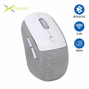 Delux M520DB Silent Wireless Mouse Bluetooth 5.0 3.0 + 2.4 Ghz Multi mode mini Pelėms su Keičiamais tekstilės padengti Kompiuteris