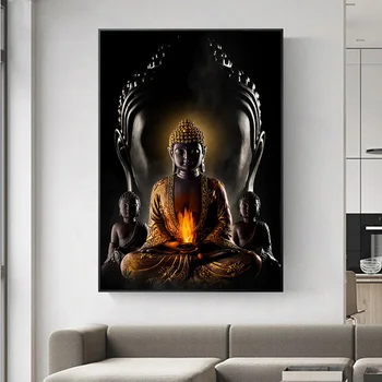 Dievo Budos Meditacijos Naftos Tapyba ant Drobės Budizmas Plakatus Spausdina Šiuolaikinių Religinių Sienos Meno Nuotrauka už Kambarį