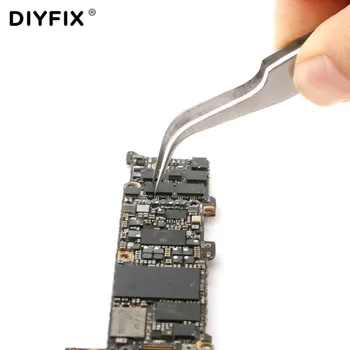 DIYFIX 6Pcs/Set Tikslumo Nerūdijančio Plieno Elektroninis Pincetas Komplektas, priešslydžio sistema Anti-static Skinti Pincetai Telefonų Remonto Įrankių Rinkinys