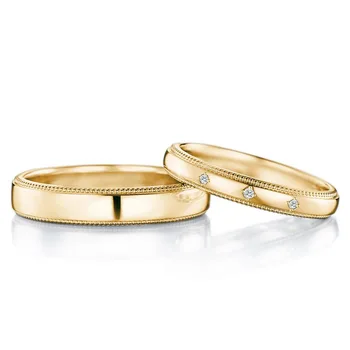 Elegantiškas 18K Nekilnojamojo Kieta Originali Gold Diamond Vestuvių Pasiūlymą, Pora Žiedus Juostų, skirtų Moterų, Vyrų Mylėtojas Pora Stilingi ir Prabangūs Papuošalai