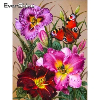 EverShine Diamond Tapybos Gėlės Nauja Siunta Kvadratiniu Diamond Siuvinėjimo Meno Granulių Nuotrauką Rinkiniai Rankų Darbas, Hobis Dovana