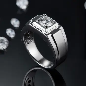 GEM BALETO Aukštos Kokybės Sužadėtuvių Žiedai Mens 6.5 mm 1.0 Ct D Spalva Moissanite Deimantų 926 Sterlingas Sidabro Vestuvių Žiedas Vyrams