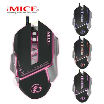 IMICE V9 LED Optinis 7 Mygtukai, USB Laidinio Žaidimų Pelės 3200DPI Optinis Profesionalus Žaidimas Pelės Žaidėjus Pelėms PC Nešiojamas Kompiuteris