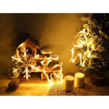 Kalėdų LED String Žiburiai Kalėdų Senelis Bell Briedžių Snaigės Led Ženklas už Lango Kalėdų Eglutė Deocr Namo Atostogų Apšvietimas
