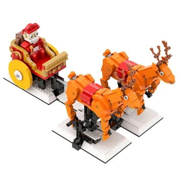 Kalėdų Nustatyti Kalėdų Senelio Rogės SS Elnių Rogės Ornamentu Blokai Santa Claus Duomenys Plytų Žaislai, Dovanos