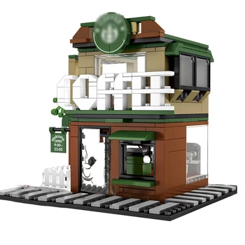 Karšto lepining miesto kūrėjai architektūros, klasikinis Street view žinomų Žvaigždžių Kavos parduotuvė Blokai spardytis Kūrybos plytų žaislai