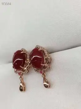 KJJEAXCMY boutique jewelryar Remti Aptikimo 925 Sidabru inkrustuotų Gamtos Ruby Red Coral Moterų Ausies Nagai