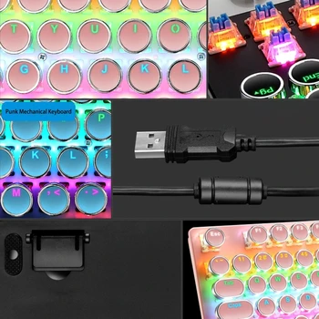 Laidinio 87 Klavišus Žalioji Ašis Punk Mechaninė Klaviatūra metalinę Turas Keycap RGB LED Backlight, USB Žaidėjus Klaviatūros Stalinį Kompiuterį