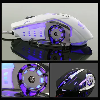 Laidinė LED Šviesos 4000DPI Optinė Usb Ergonomiškas Pro Gamer Pelė Žaidimų Pelė Metalo Plokštė 6A30 Lašas Laivybos