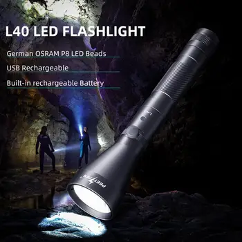 LED Žibintuvėlis 1200 Aukštus Liumenų USB Įkraunamas Žibintuvėlis 18650 Baterija Vandeniui, Šviesos, Lauko Kempingas