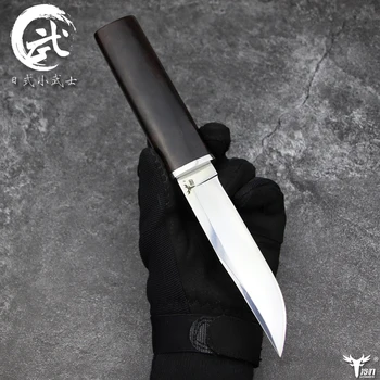 LENGREN D2 taktinis peilis, Japonijos veidrodis šviesos peilis ebony Rankena lauko medžioklės tiesiai aštriu peiliu (samurajus kardas klasikinis)