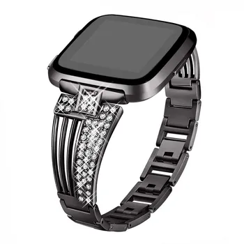 Lengva Reguliuoti Mados Kristalų Metalo Watch Band Riešo Dirželis Fitbit Atvirkščiai Sporto Spalvinga Apyrankė SmartWatchs Priedai