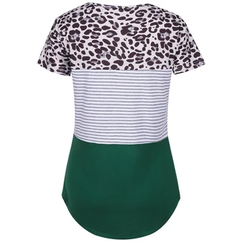 Leopard Kratinys T-shirt Moterims, Slim Fit Trumpą Rankovėmis Vasarą 2020 Naujas Viršūnes Tee Marškinėliai Moterims Drabužių Atsitiktinis Moterų Marškinėliai