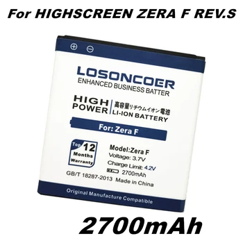 LOSONCOER 2700mah Už Highscreen Zera F s Rev. Baterija Mobiliojo Telefono Baterija