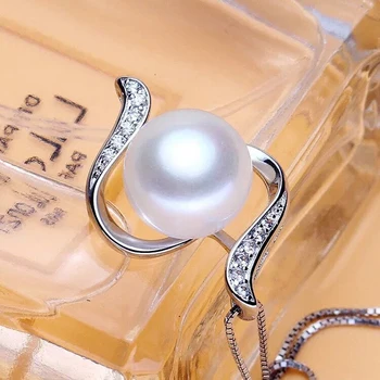 Mados didelis perlų karoliai pakabukas,925 sterlingas sidabro moterų žavesio papuošalai paprasta perlų pakabukas