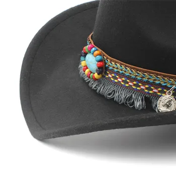 Mados Vaiko Vilnos Tuščiaviduriai Vakarų Kaubojaus Skrybėlę Kutas Diržą Vaikams Mergina Džiazo Cowgirl Sombrero Kepurė, Dydis 52-54CM 4-8 Metai